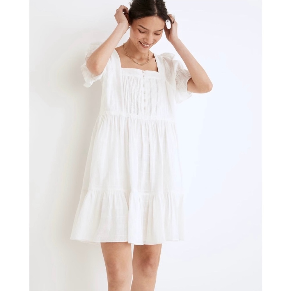 Madewell Puff-Sleeve Drawstring Mini Dress